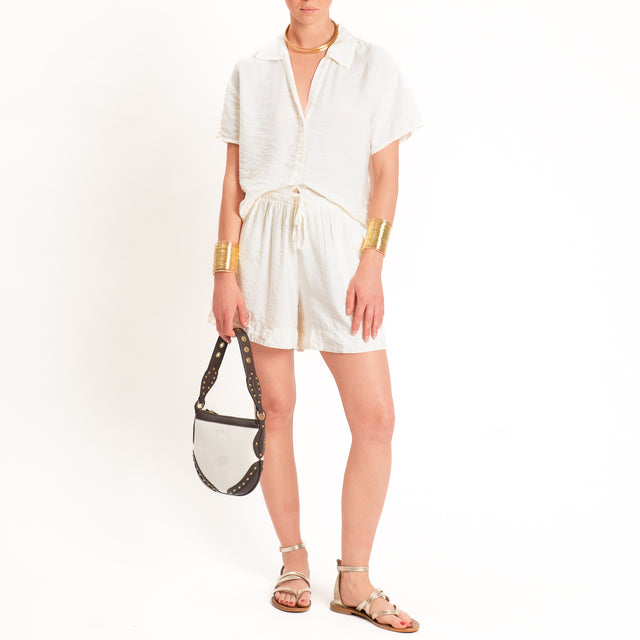 Tensione in-Camicia crop goffrata - burro
