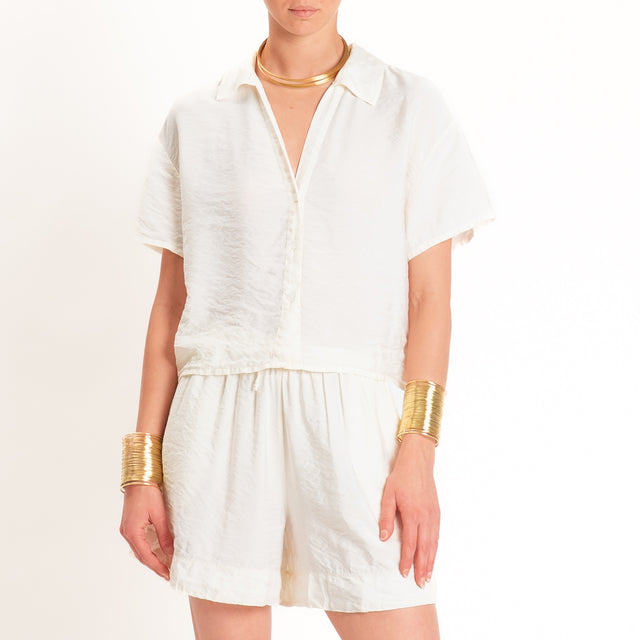 Tensione in-Camicia crop goffrata - burro