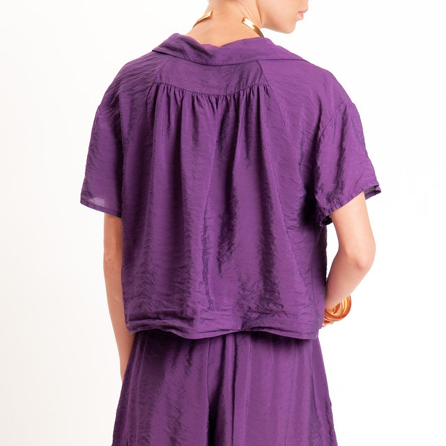 Tensione in-Camicia crop goffrata - viola