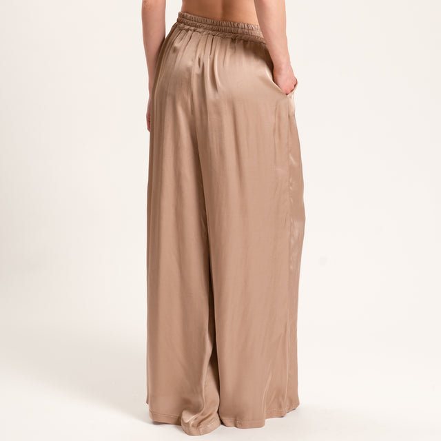 Tensione in-Pantalone satin elastico in vita - taupe