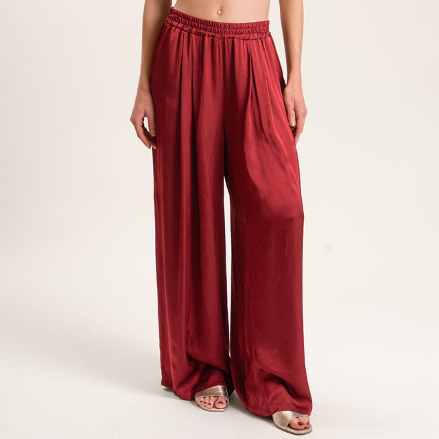 Tensione in-Pantalone satin elastico in vita - cabernet