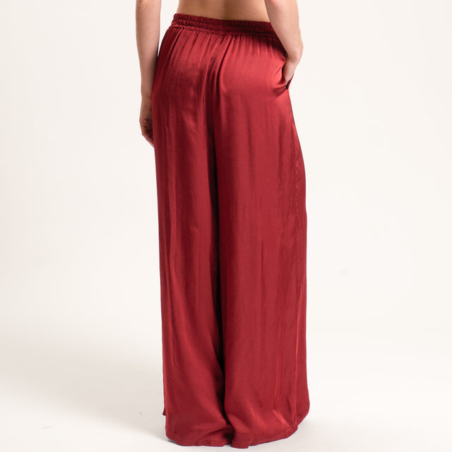 Tensione in-Pantalone satin elastico in vita - cabernet
