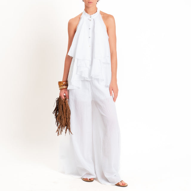 Tensione in-Pantaloni in mussola elastico in vita - Bianco