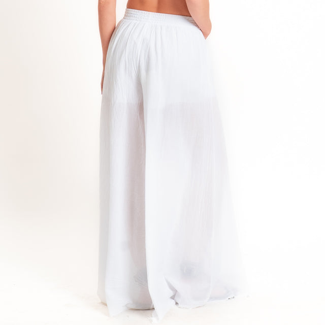 Tensione in-Pantaloni in mussola elastico in vita - Bianco