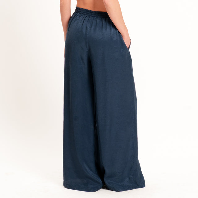 Tensione in-Pantalone cupro elastico in vita - blu