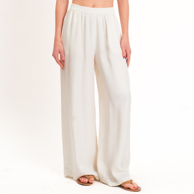 Tensione in-Pantalone cupro elastico in vita - burro