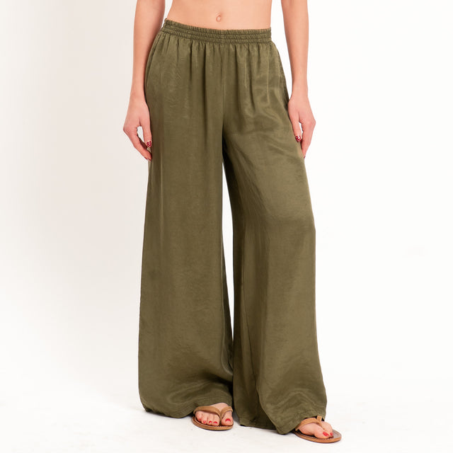 Tensione in-Pantalone cupro elastico in vita - militare