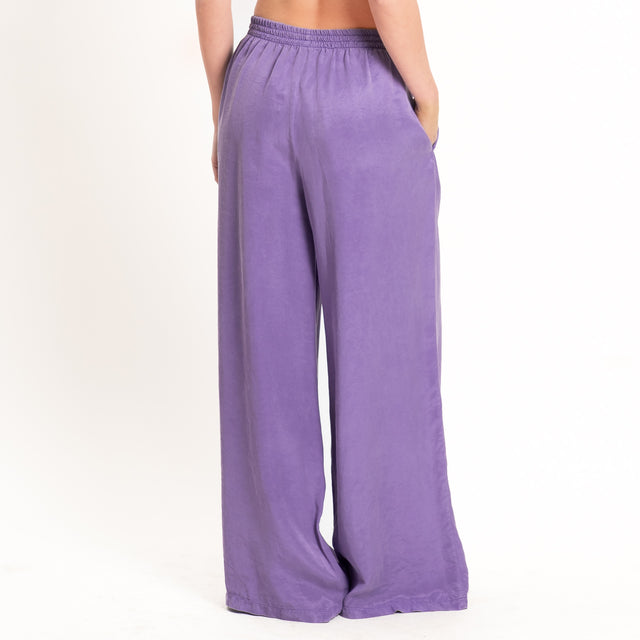 Tensione in-Pantalone cupro elastico in vita - violet