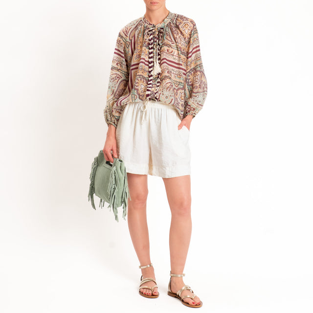Tensione in-Shorts goffrato con coulisse - burro