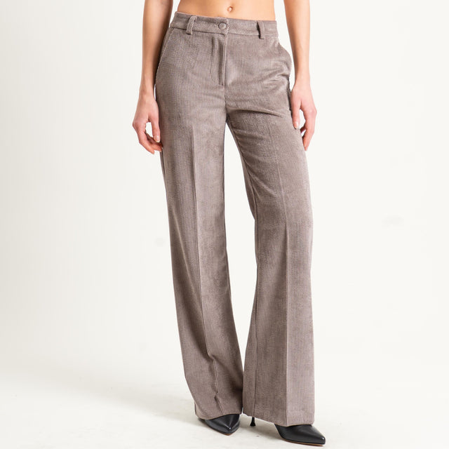 Tensione in-Pantalone velluto 500 righe tessuto elasticizzato - tortora