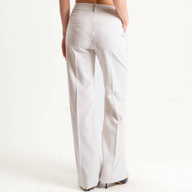 Tensione in-Pantalone velluto 500 righe tessuto elasticizzato - panna