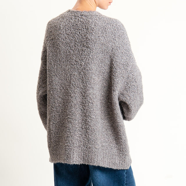 Tensione in-Cardigan bouclè misto alpaca - mastice