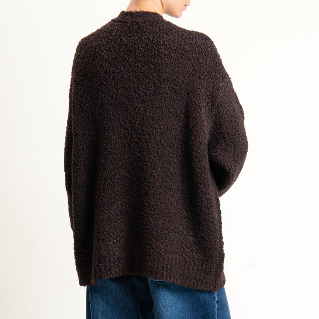 Tensione in-Cardigan bouclè misto alpaca - moro