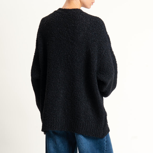 Tensione in-Cardigan bouclè misto alpaca - nero