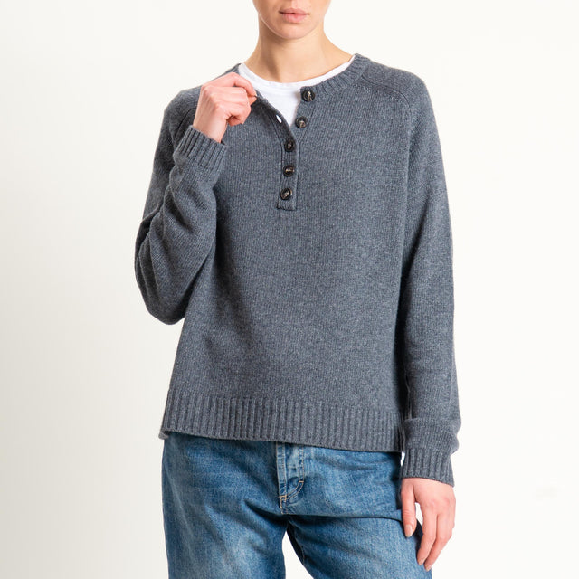 Tensione in-Maglia scatola misto cashmere scollo serafino - antracite