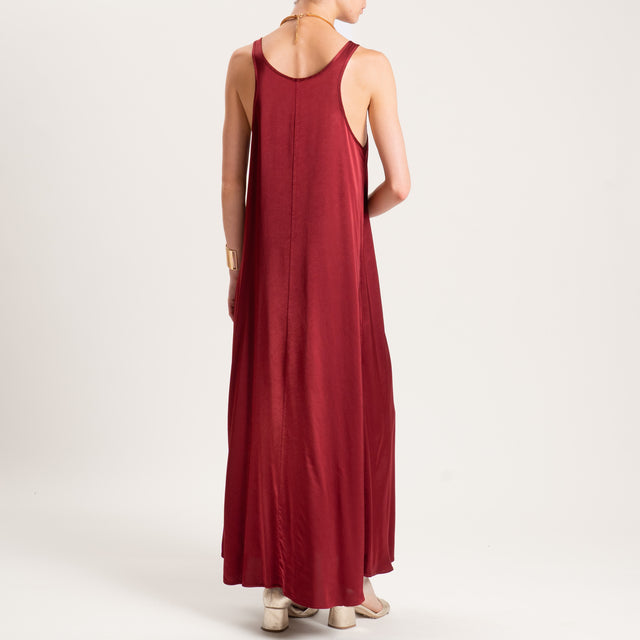 Tensione in-Abito scollo vogatore in satin - cabernet