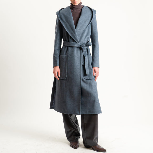 Tensione in-Cappotto doppiopetto con cappuccio - grigio scuro