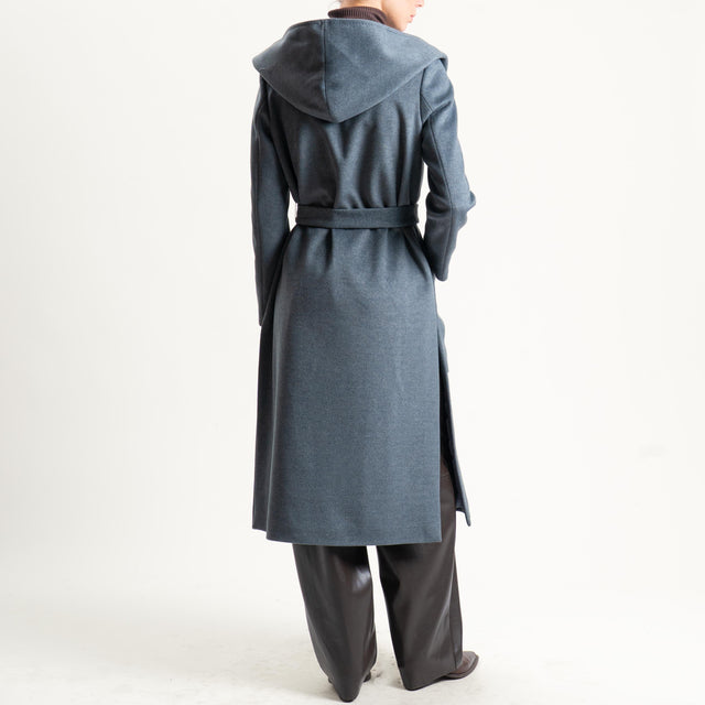 Tensione in-Cappotto doppiopetto con cappuccio - grigio scuro