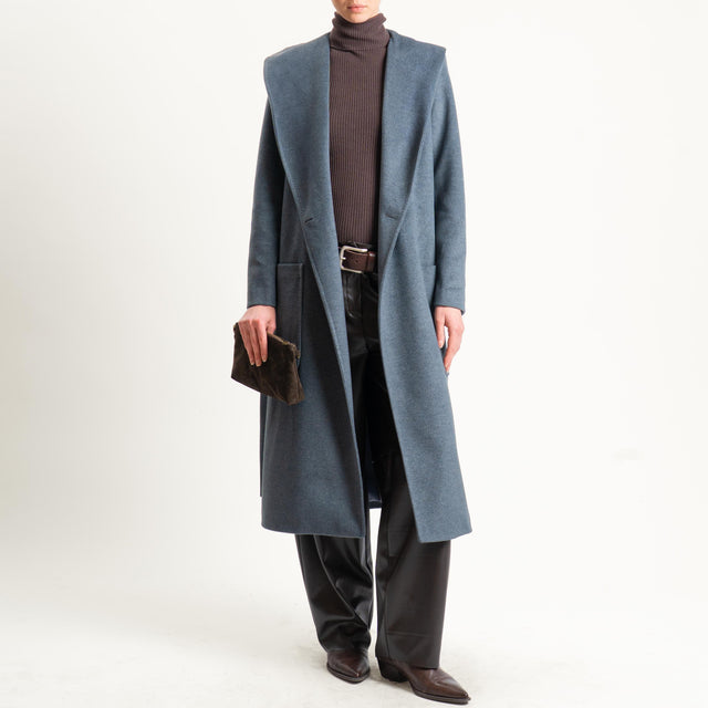 Tensione in-Cappotto doppiopetto con cappuccio - grigio scuro