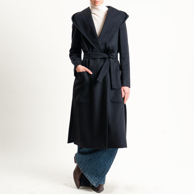 Tensione in-Cappotto doppiopetto con cappuccio - nero