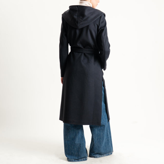 Tensione in-Cappotto doppiopetto con cappuccio - nero