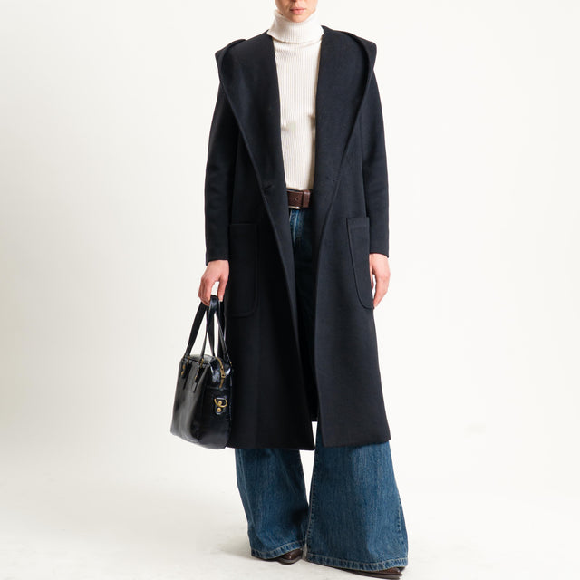 Tensione in-Cappotto doppiopetto con cappuccio - nero