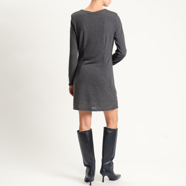 Tensione in-Abito corto in maglina elasticizzata con drappeggio - antracite