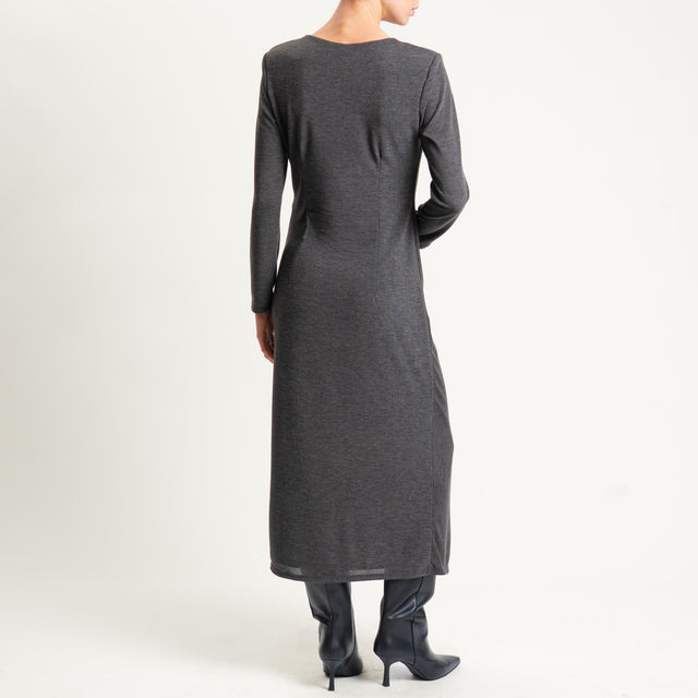 Tensione in-Abito in maglina elasticizzata con drappeggio - antracite