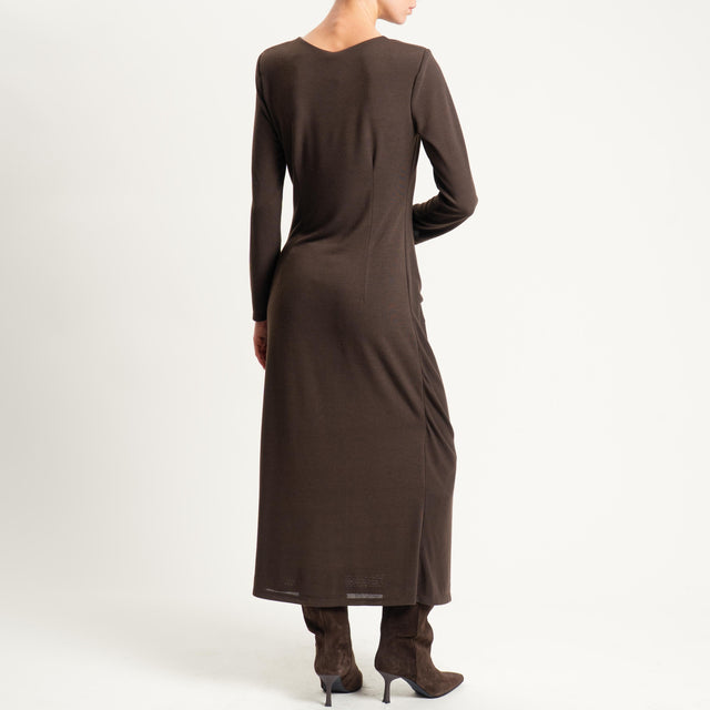 Tensione in-Abito in maglina elasticizzata con drappeggio - moro