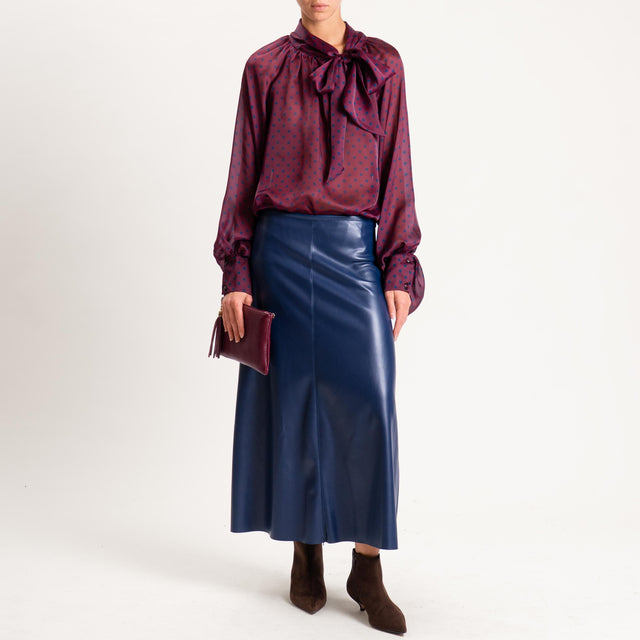 Tensione in-Camicia pois manica palloncino - vino/blu