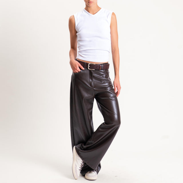 Tensione in-Pantalone GIUSI wide leg similpelle - caffe'