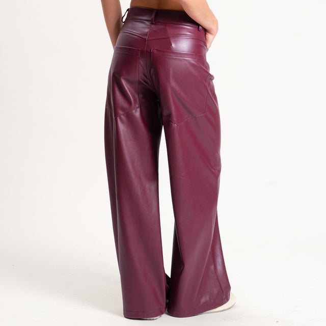 Tensione in-Pantalone GIUSI wide leg similpelle - ginger