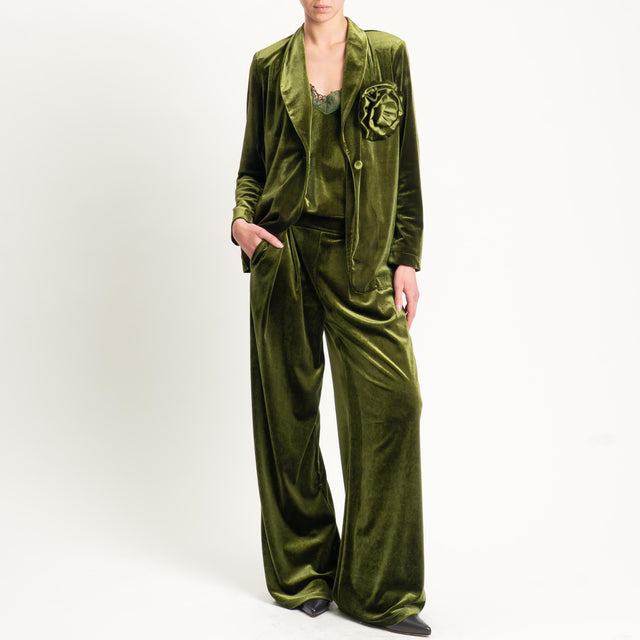 Tensione in-Pantalone wide leg velluto ciniglia - olio