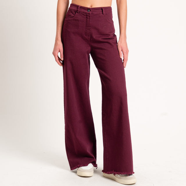Tensione in-Pantalone palazzo sfrangiato - Bordeaux