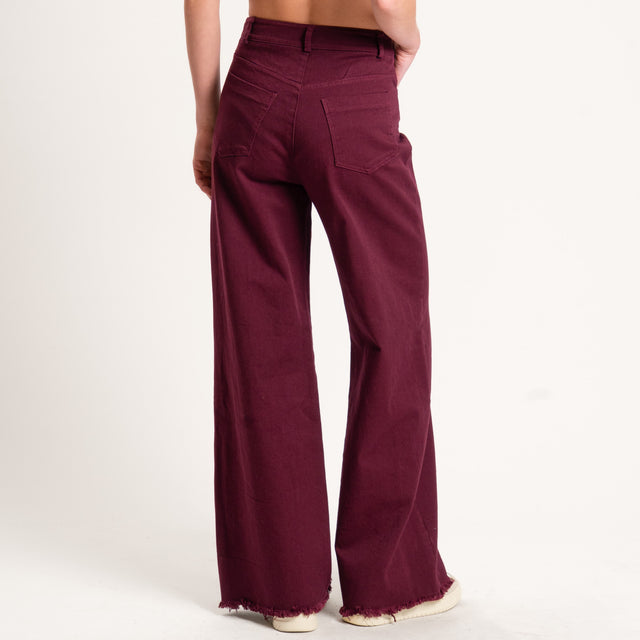 Tensione in-Pantalone palazzo sfrangiato - Bordeaux