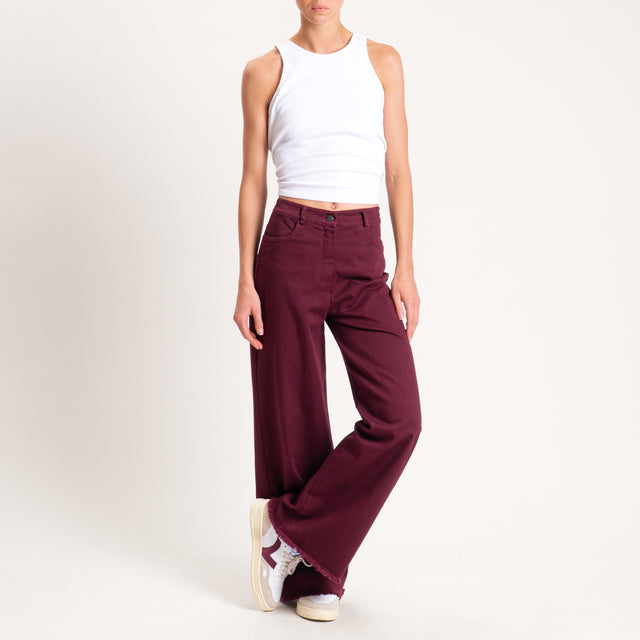 Tensione in-Pantalone palazzo sfrangiato - Bordeaux