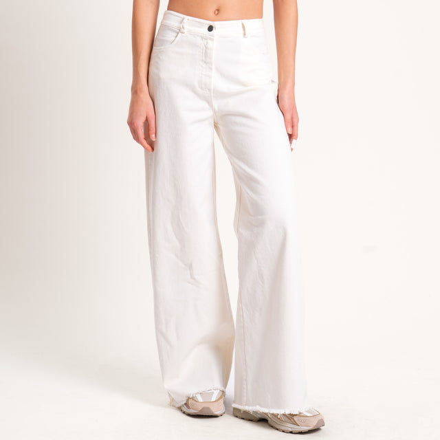 Tensione in-Pantalone palazzo sfrangiato - burro