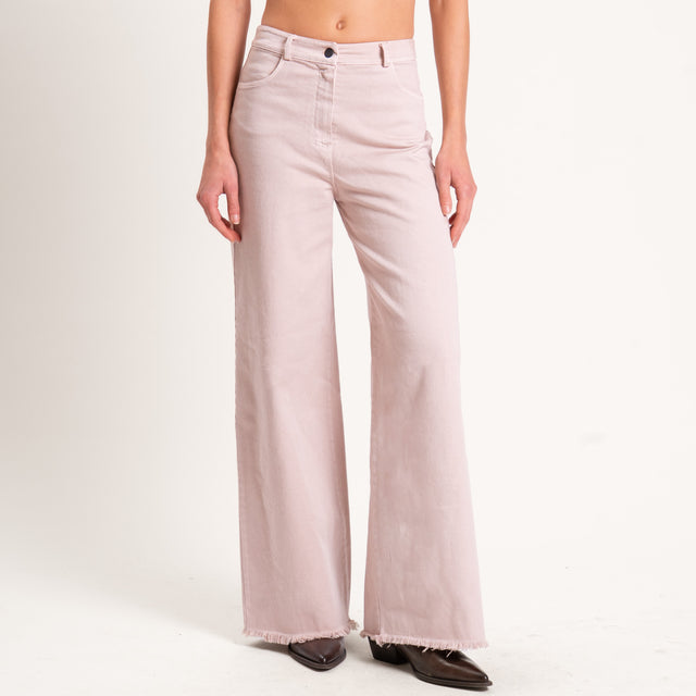 Tensione in-Pantalone palazzo sfrangiato - cipria