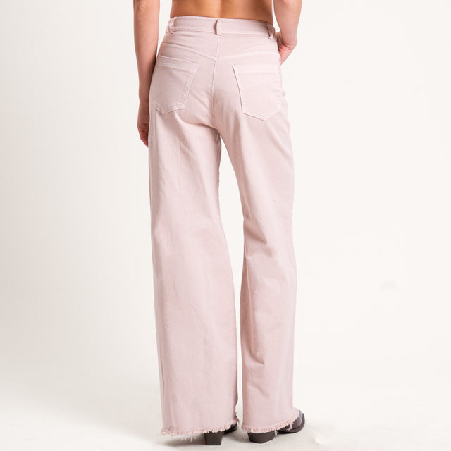 Tensione in-Pantalone palazzo sfrangiato - cipria