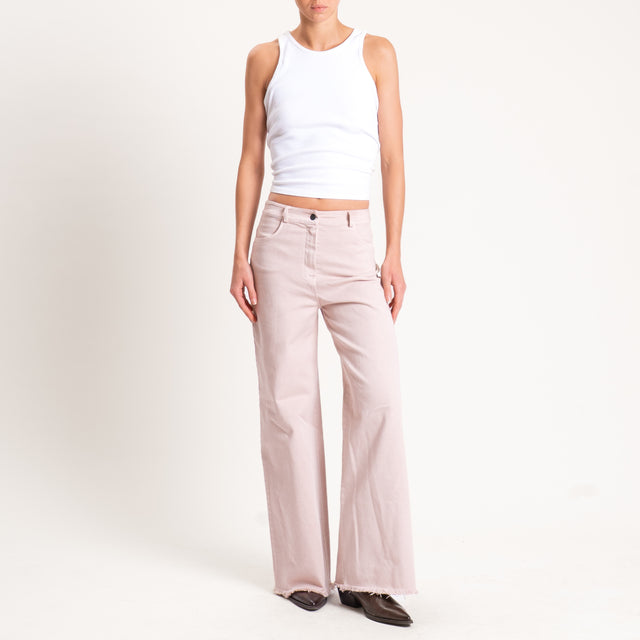 Tensione in-Pantalone palazzo sfrangiato - cipria