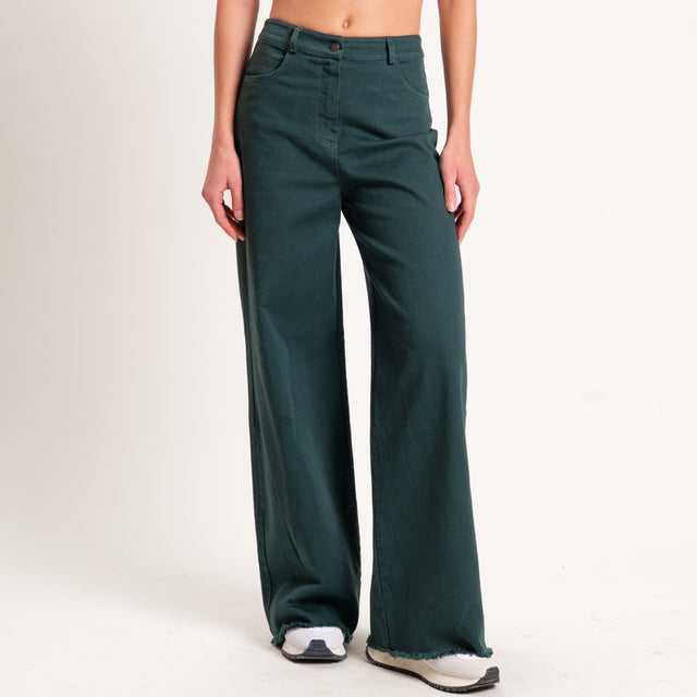 Tensione in-Pantalone palazzo sfrangiato - VERDE