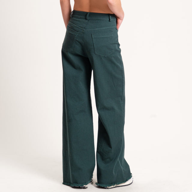 Tensione in-Pantalone palazzo sfrangiato - VERDE