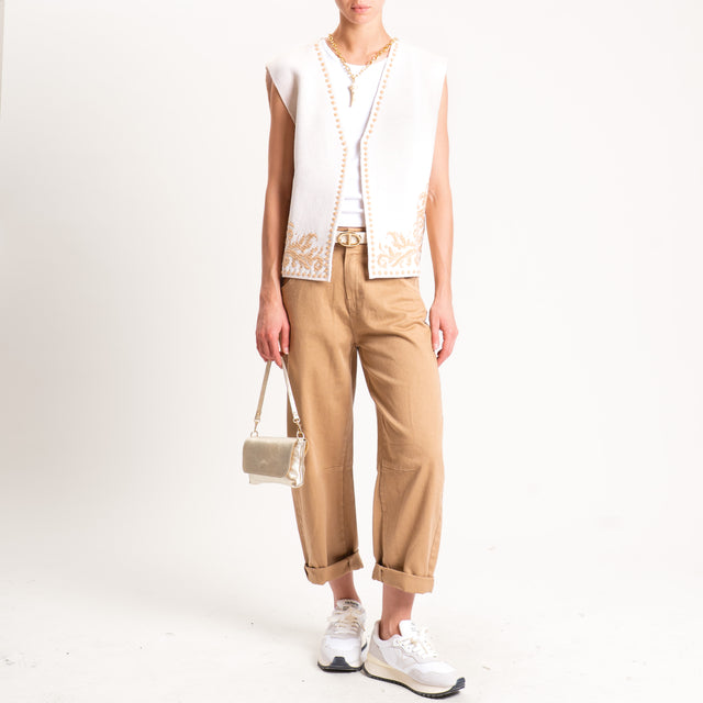Tensione in-Pantalone elastico dietro - camel