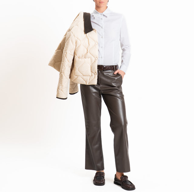 Tensione in-Pantalone similpelle trombetta - moro