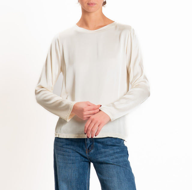 Tensione in-Blusa satin elasticizzato manica lunga - burro