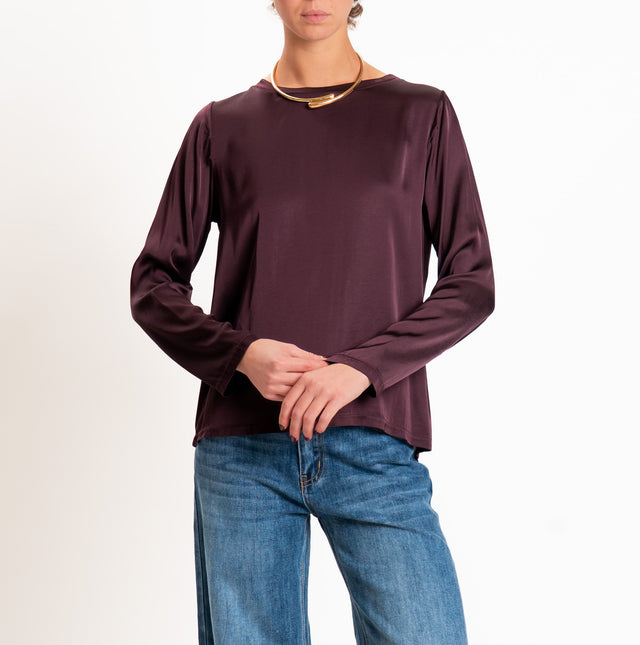 Tensione in-Blusa satin elasticizzato manica lunga - burgundy