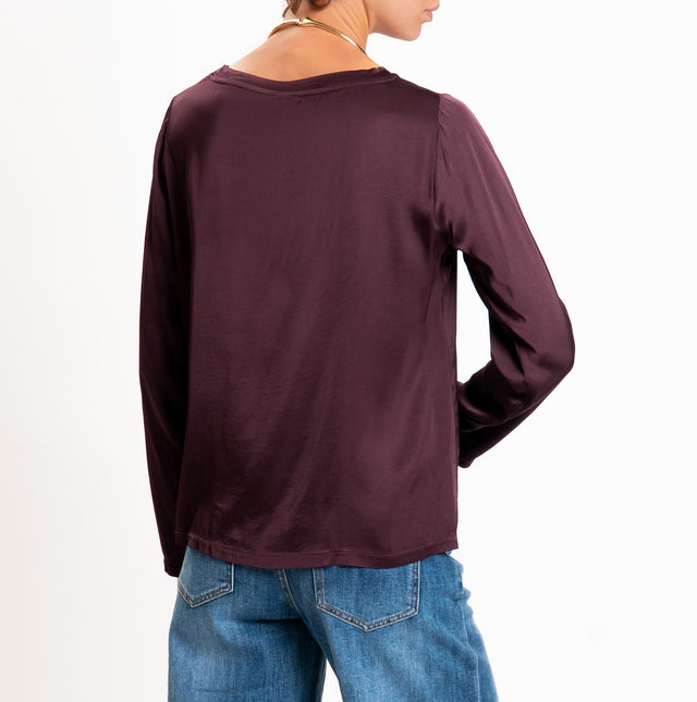 Tensione in-Blusa satin elasticizzato manica lunga - burgundy