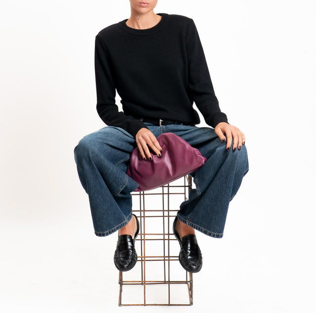 Tensione in-Maglia girocollo misto cashmere con spalline - nero