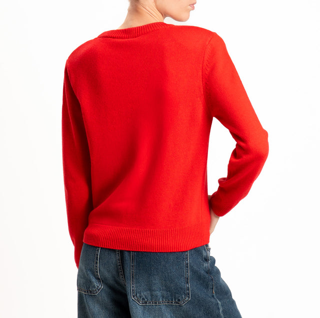 Tensione in-Maglia girocollo misto cashmere con spalline - rosso