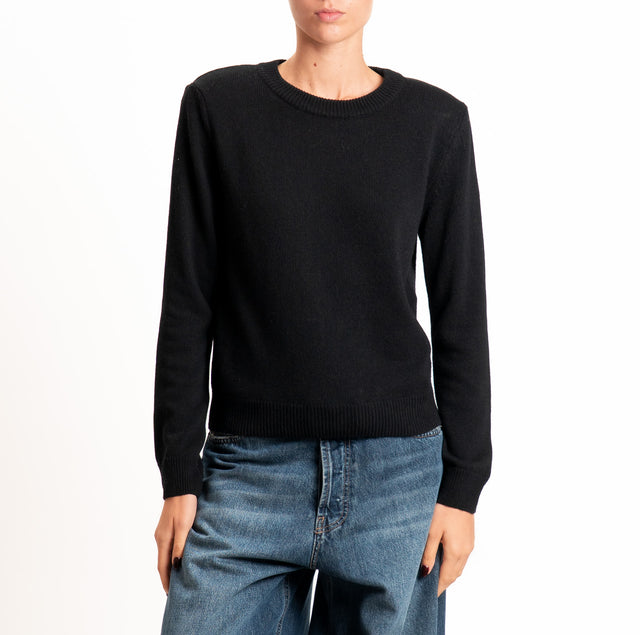 Tensione in-Maglia girocollo misto cashmere con spalline - nero